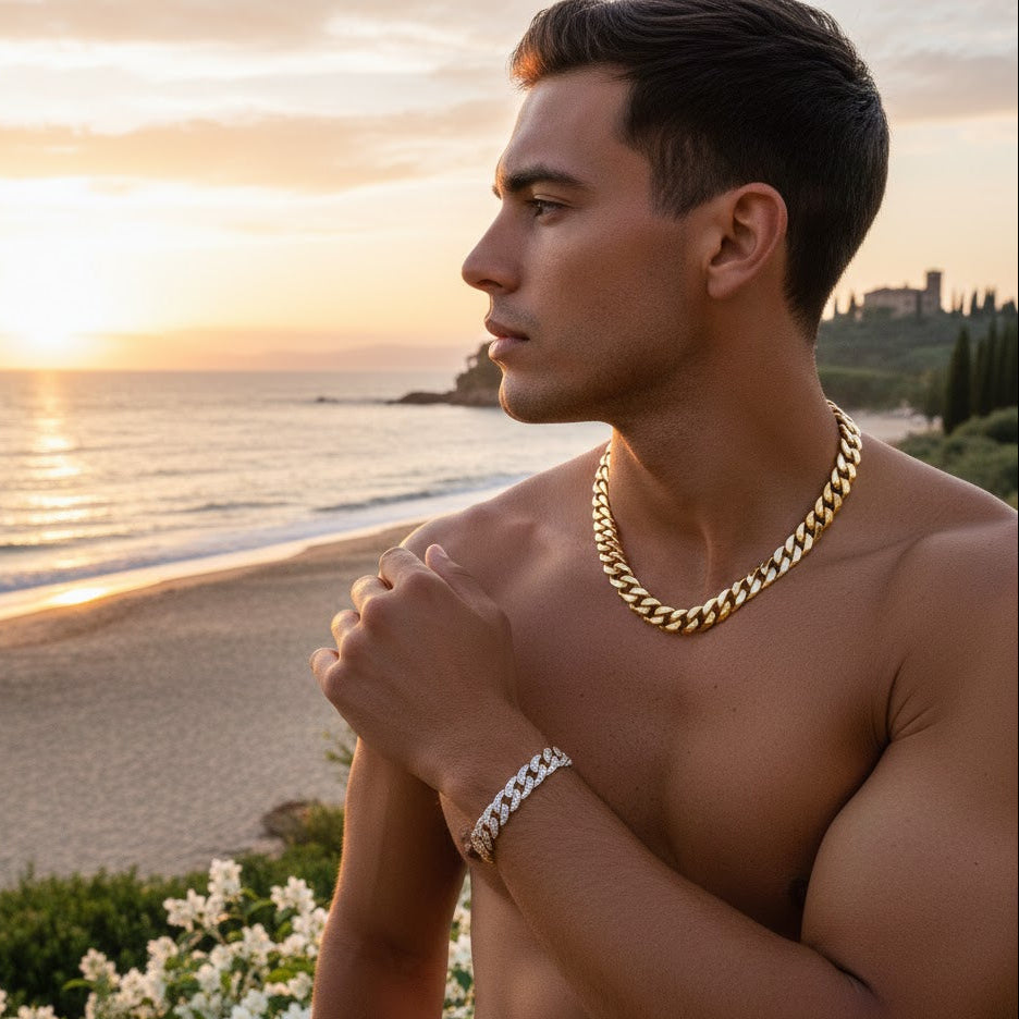 JLM model with plain cuban Braclet