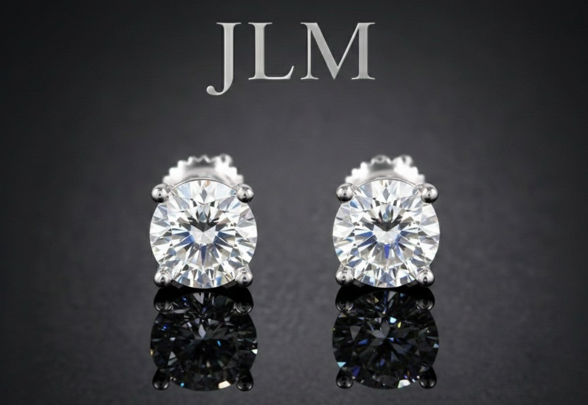 JLM 5mm Moissanite Silver Stud Earrings