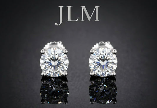JLM 5mm Moissanite Silver Stud Earrings